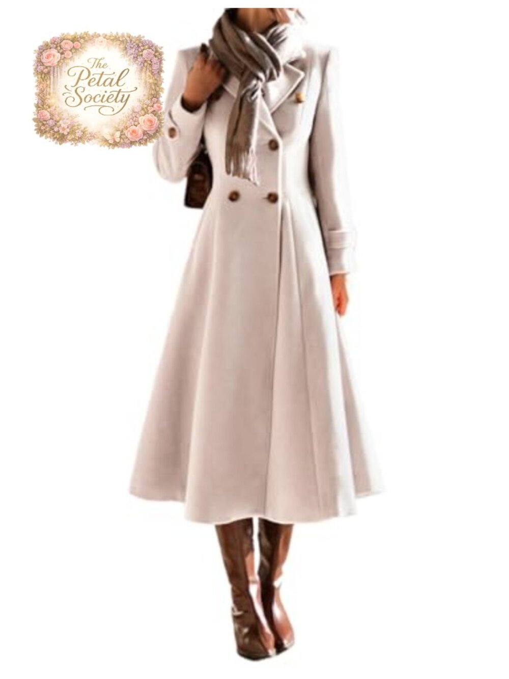 Women's Long Wool Blend Double Breasted Trench Pea Coat